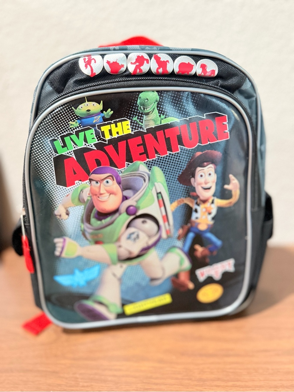 Toy Story Kids Backpack – Black with Green & Red Accents about 12” size